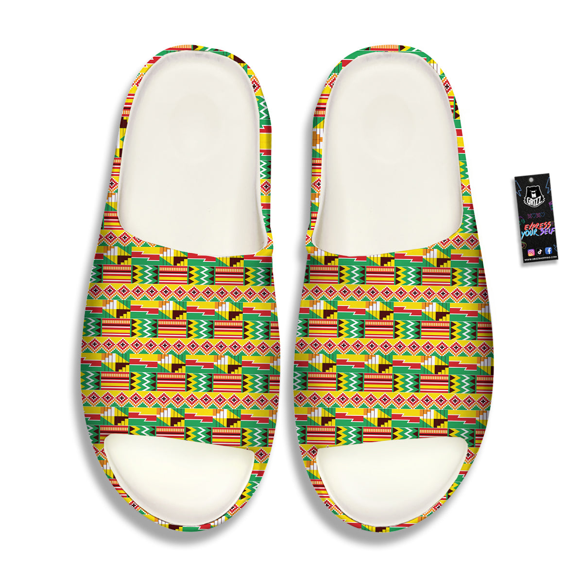 Kente Ashanti Print Pattern Sandals-grizzshop