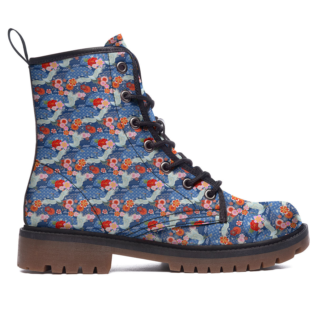 Kimono Bird Crane Print Pattern Work Boots-grizzshop