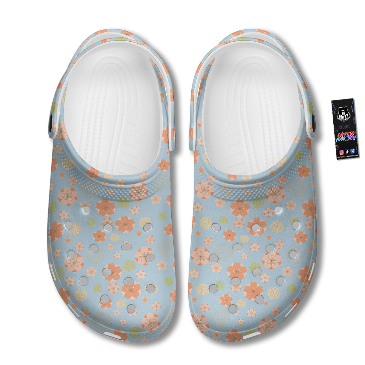 Kimono Cherry Blossom Print Pattern Clog-grizzshop