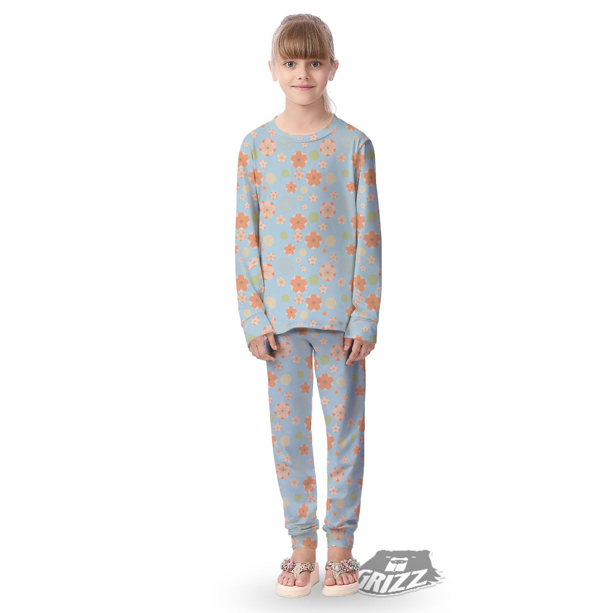 Kimono Cherry Blossom Print Pattern Kid's Pajamas-grizzshop