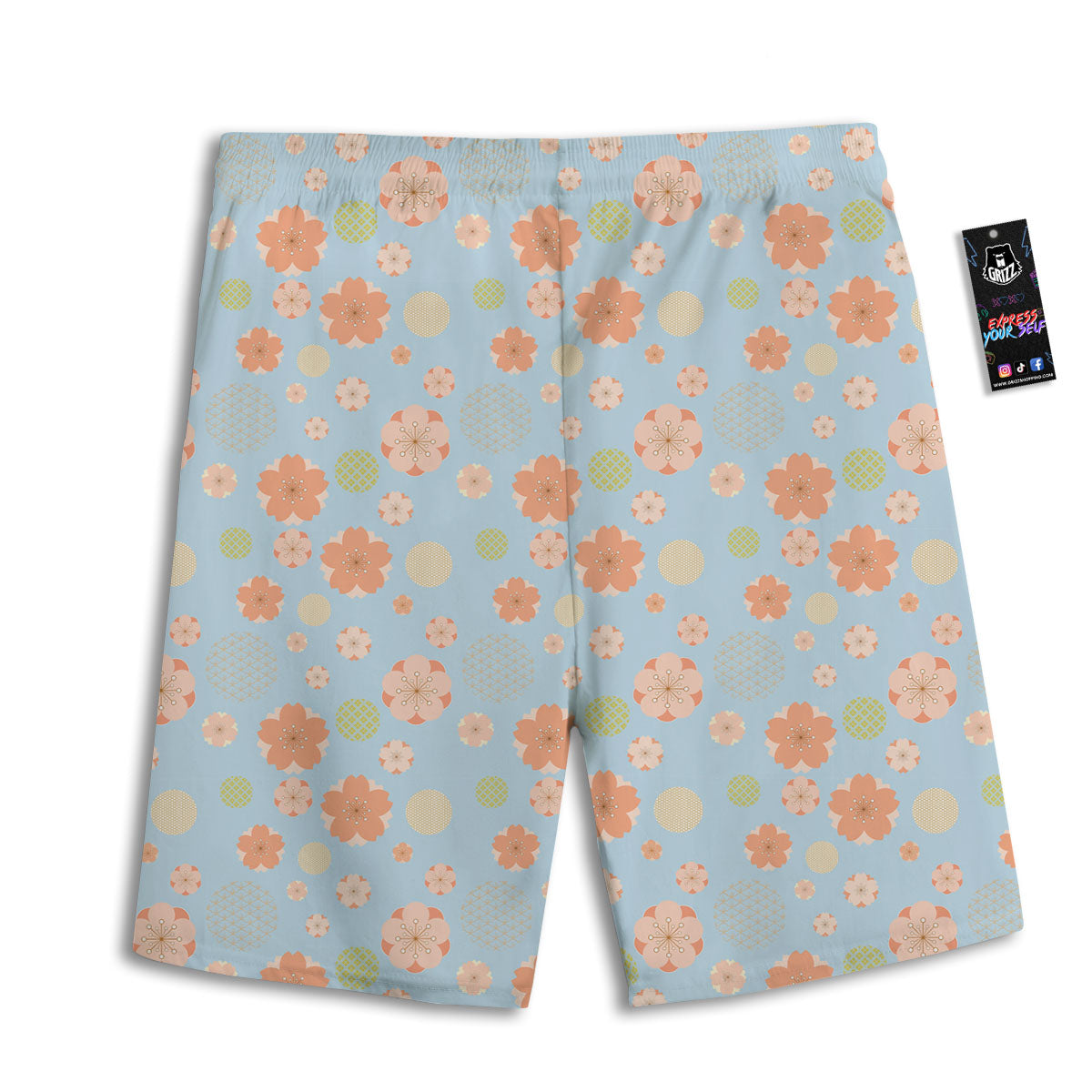 Kimono Cherry Blossom Print Pattern Men's Athletic Shorts