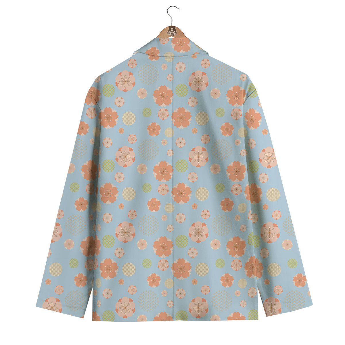 Kimono Cherry Blossom Print Pattern Men's Blazer-grizzshop