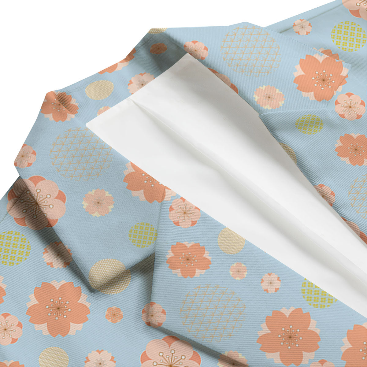 Kimono Cherry Blossom Print Pattern Men's Blazer-grizzshop