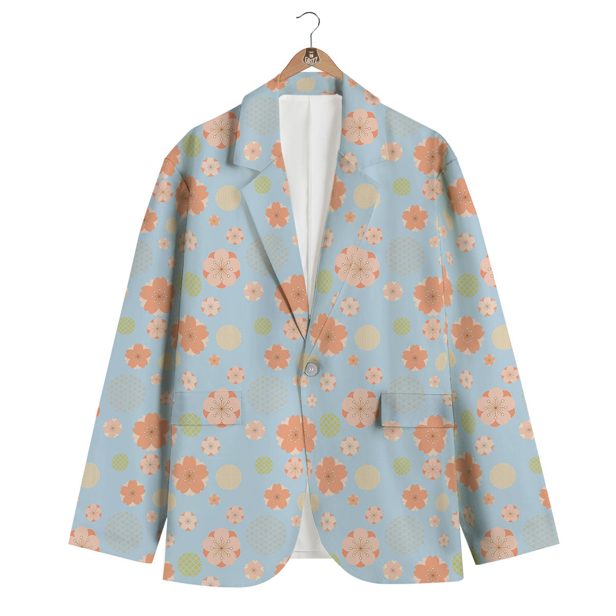 Kimono Cherry Blossom Print Pattern Men's Blazer-grizzshop