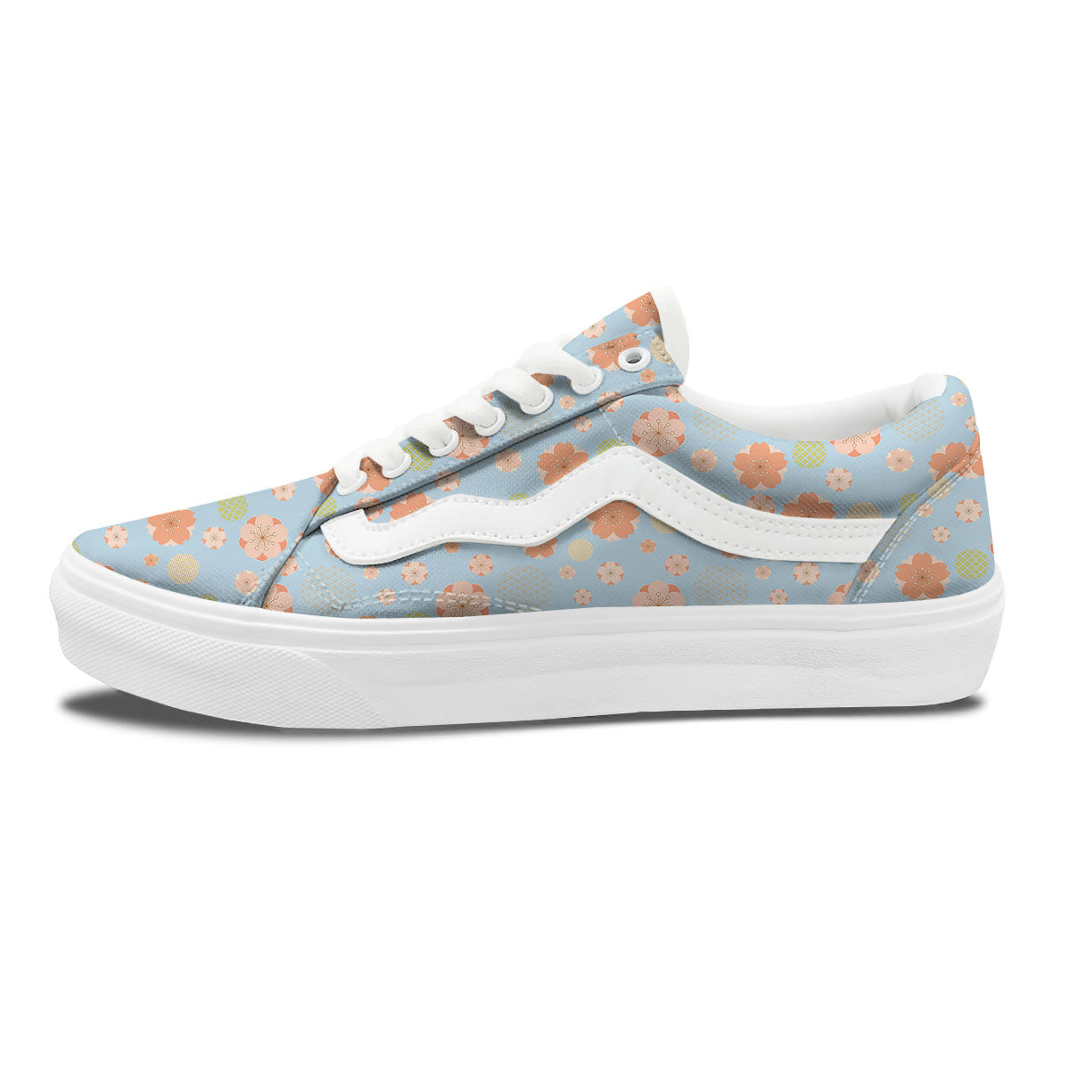 Kimono Cherry Blossom Print Pattern Skate Shoes-grizzshop