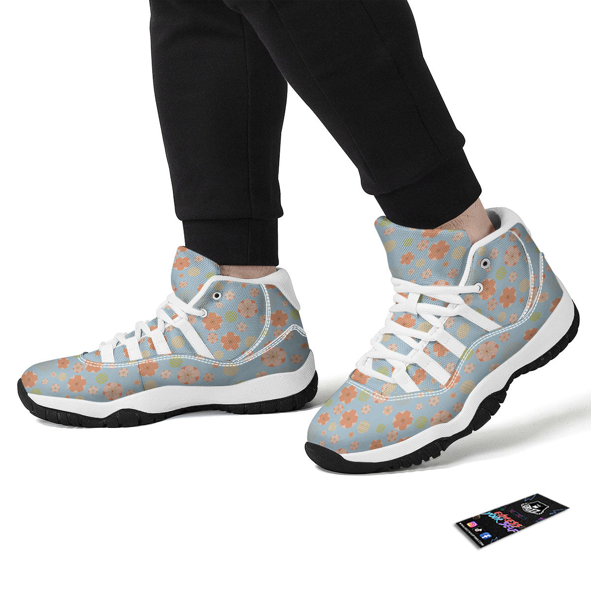 Kimono Cherry Blossom Print Pattern White Bball Shoes-grizzshop