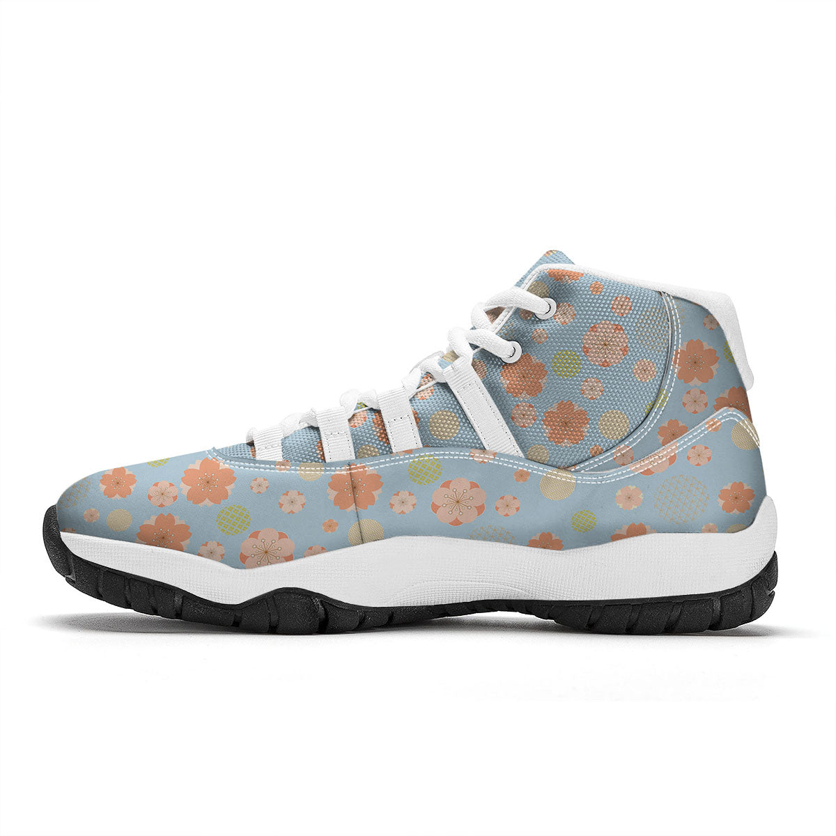 Kimono Cherry Blossom Print Pattern White Bball Shoes-grizzshop
