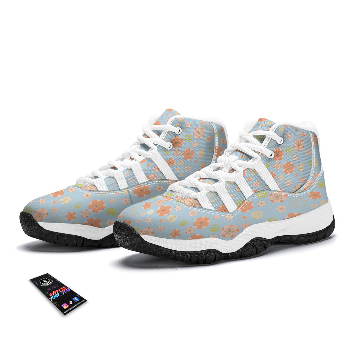 Kimono Cherry Blossom Print Pattern White Bball Shoes-grizzshop