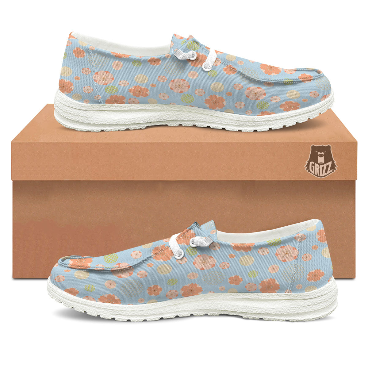Kimono Cherry Blossom Print Pattern White Loafers-grizzshop