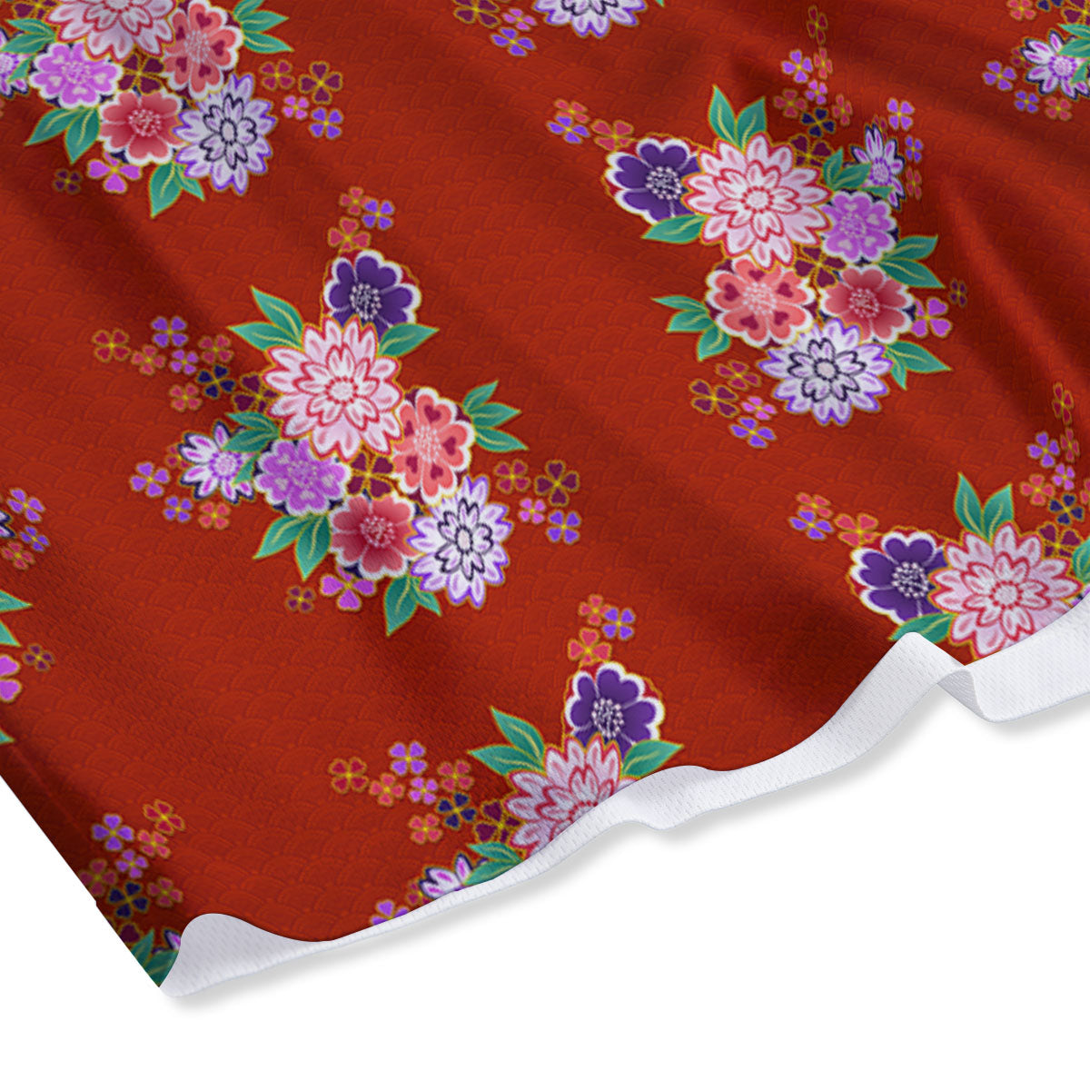 Kimono Floral Print Pattern Mesh Shorts