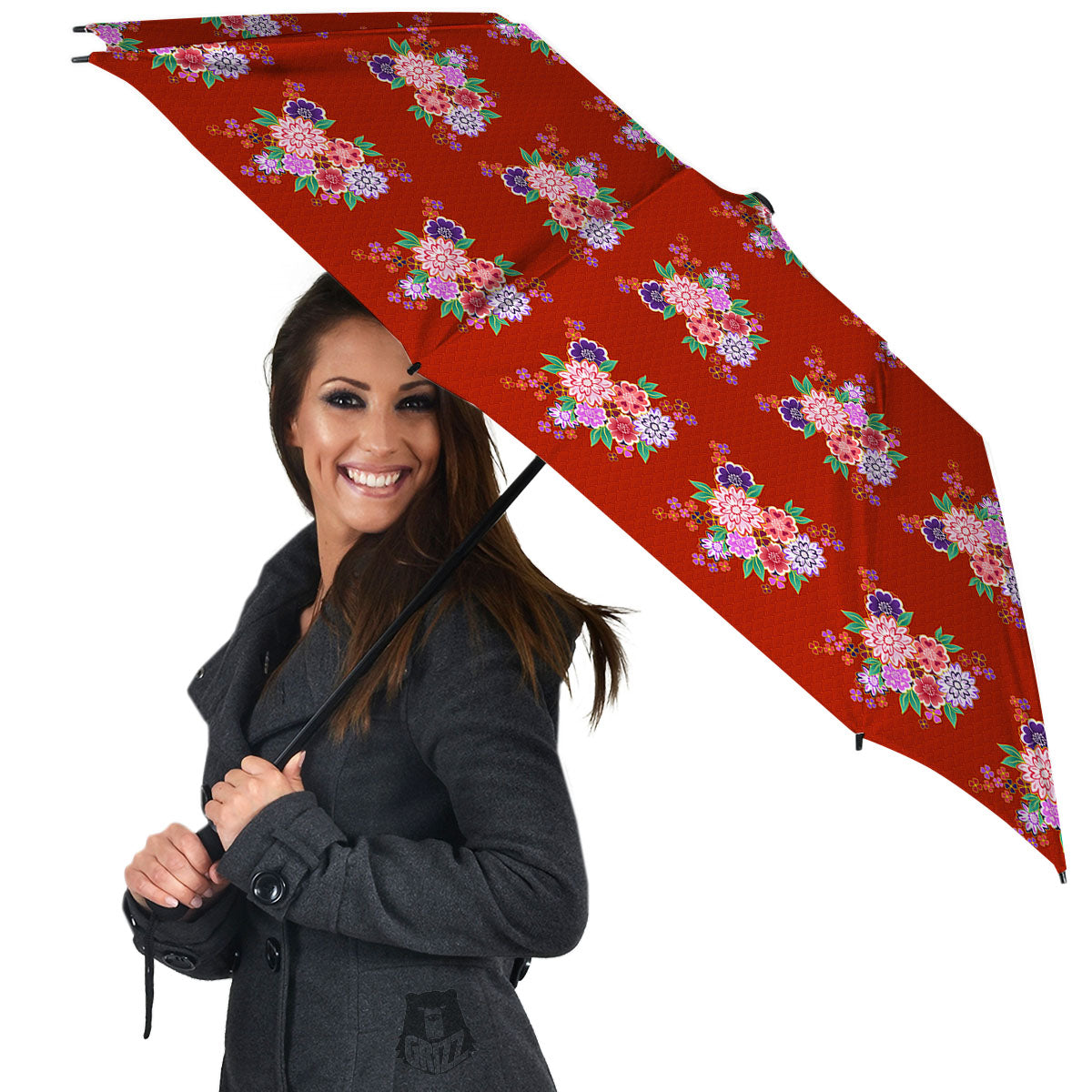Kimono Floral Print Pattern Umbrella-grizzshop