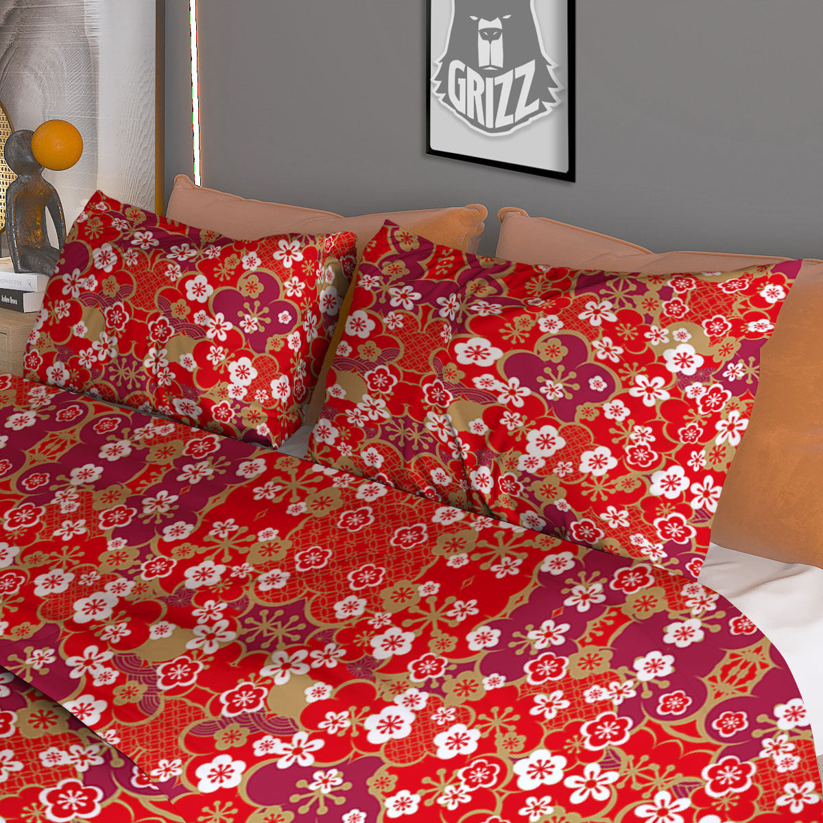 Kimono Flower Print Pattern Duvet Cover Bedding Set-grizzshop