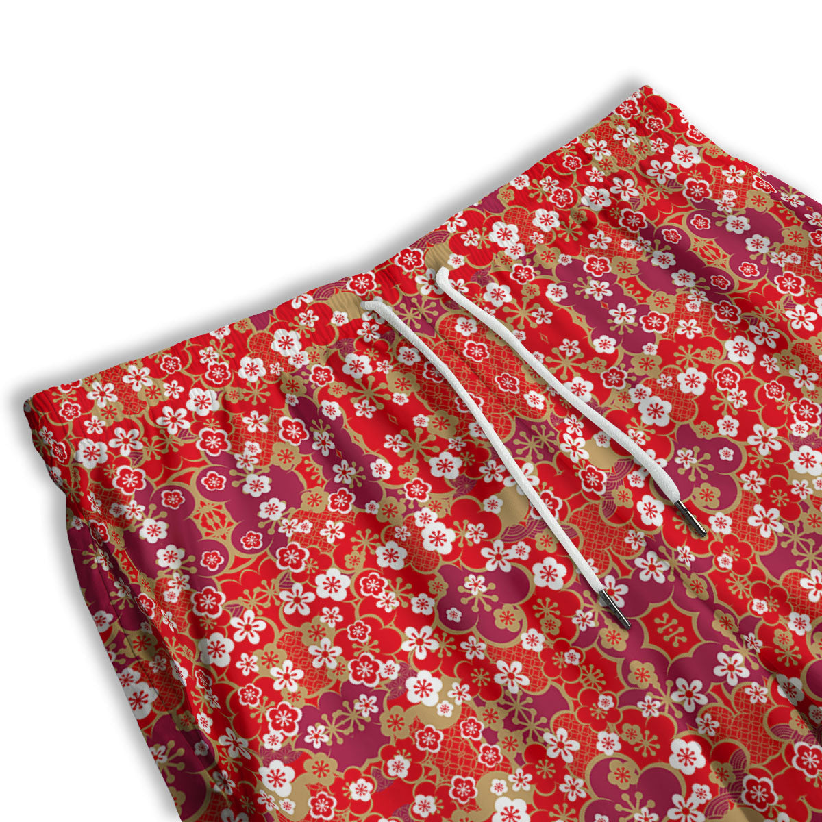Kimono Flower Print Pattern Men's Athletic Shorts-grizzshop
