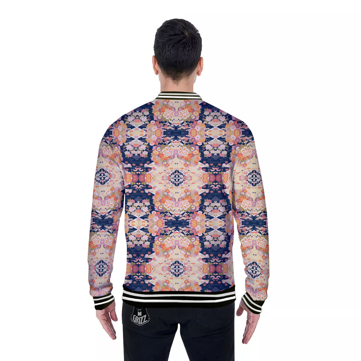 Kimono Japanese Print Pattern Baseball Jacket-grizzshop