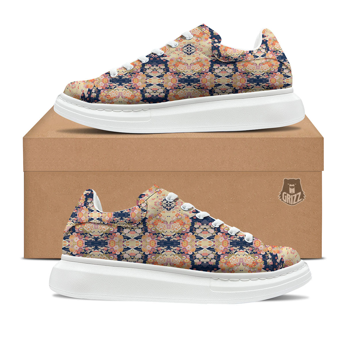 Kimono Japanese Print Pattern Platform Shoes-grizzshop