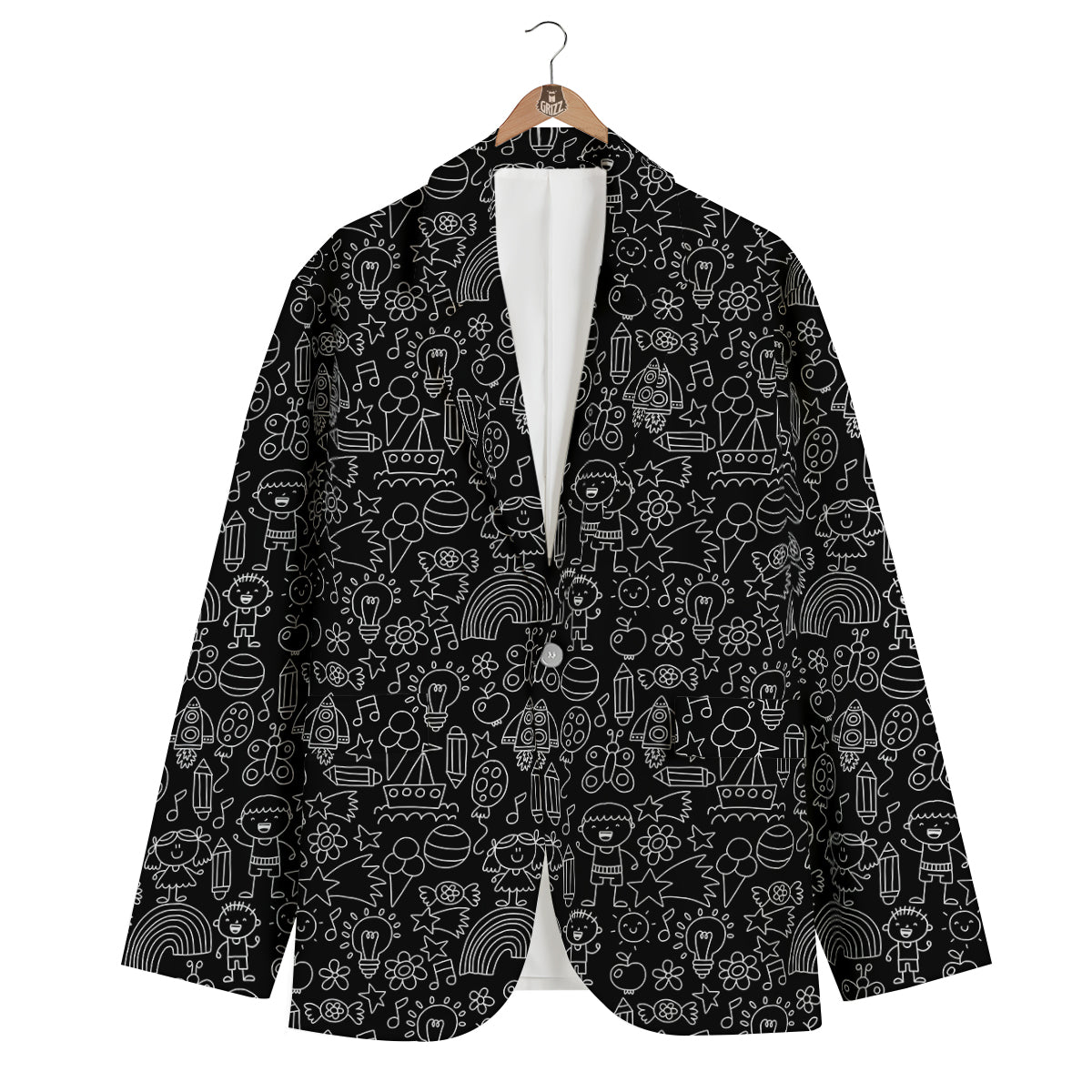 Kindergarten Print Pattern Men's Blazer-grizzshop