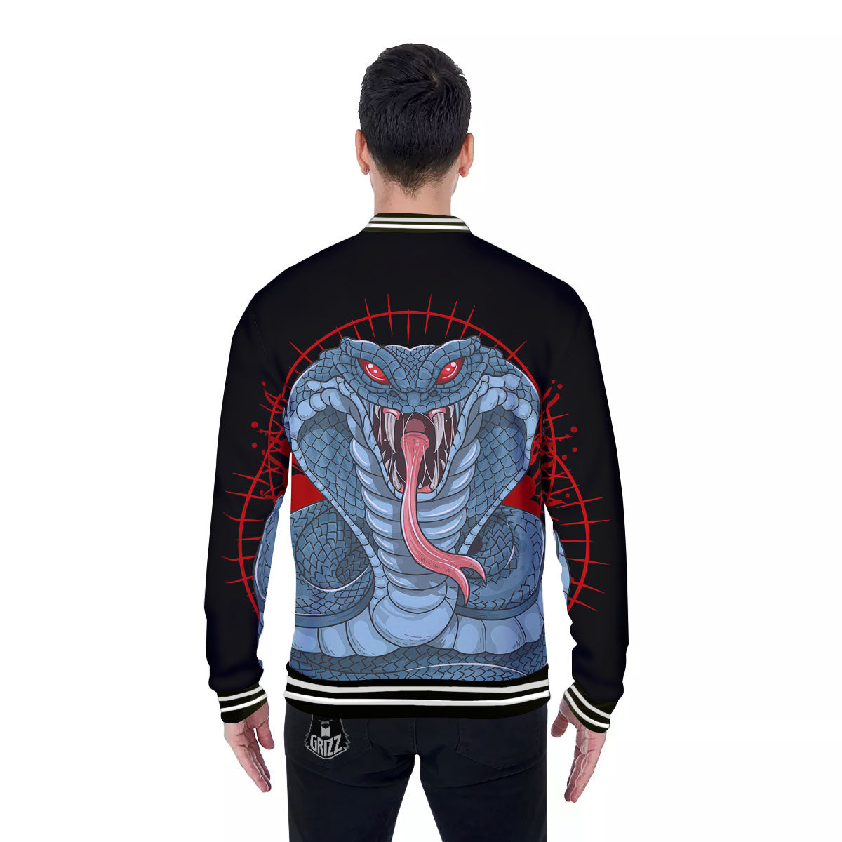 King Cobra Body Blue Print Baseball Jacket-grizzshop