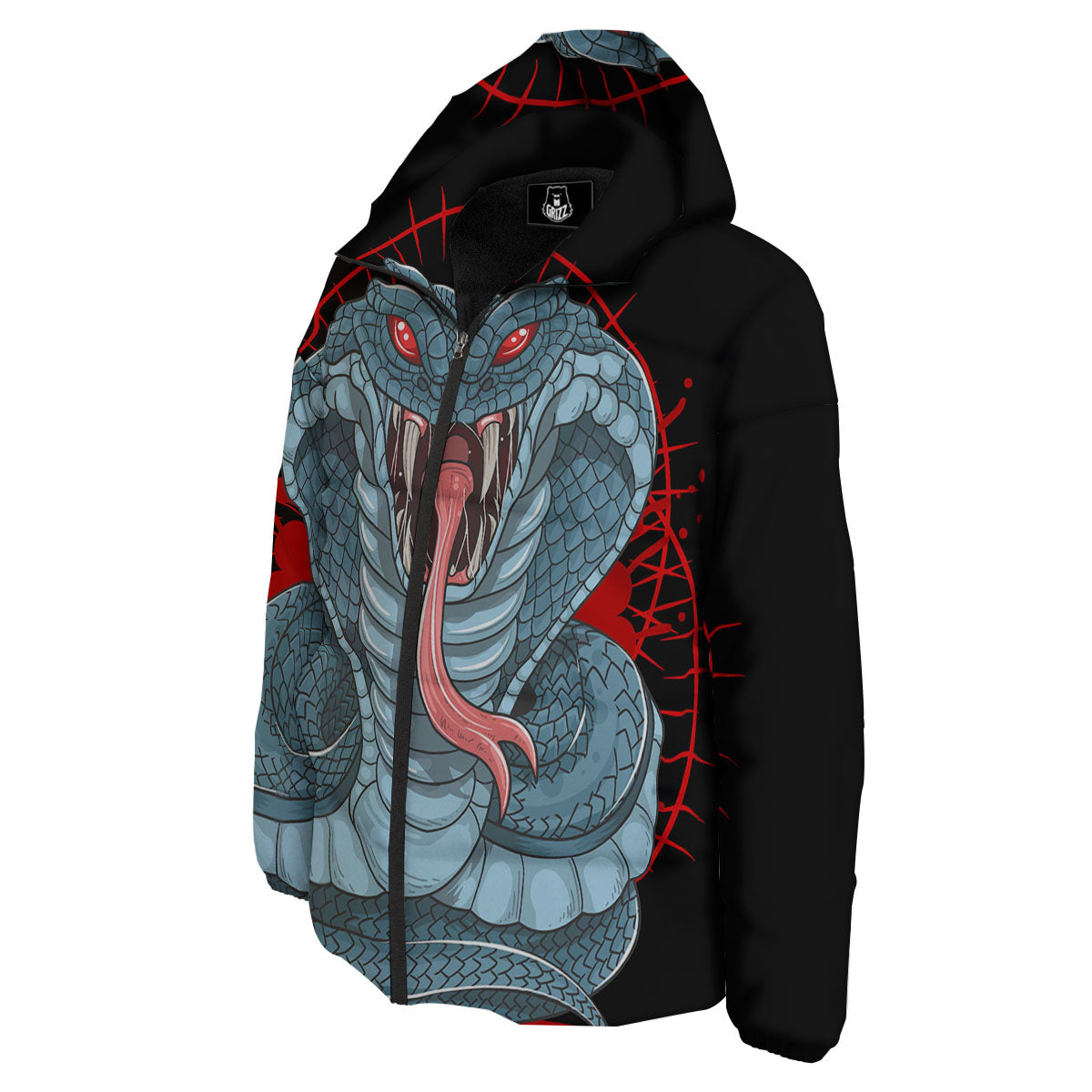 King Cobra Body Blue Print Down Jacket-grizzshop