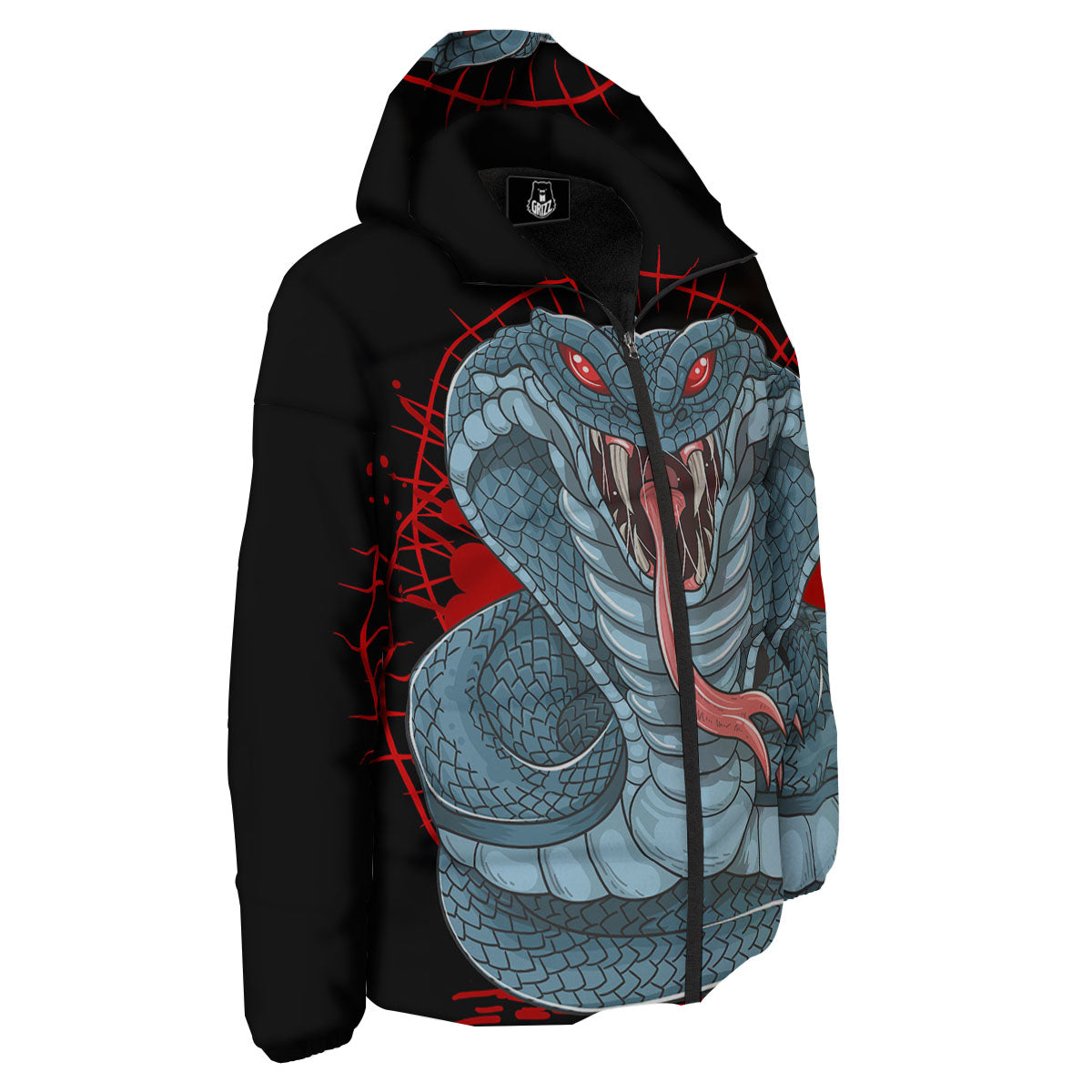 King Cobra Body Blue Print Down Jacket-grizzshop