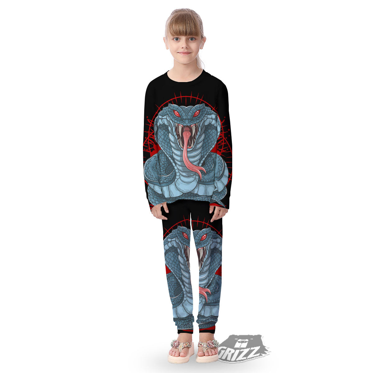 King Cobra Body Blue Print Kid's Pajamas-grizzshop
