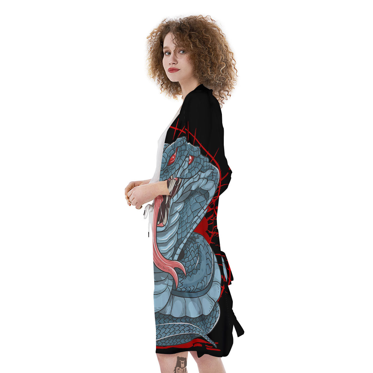 King Cobra Body Blue Print Kimono-grizzshop