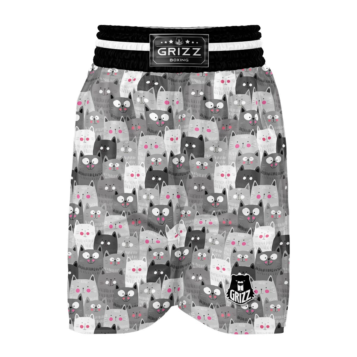 Kitten Cat Pattern Print Boxing Shorts-grizzshop