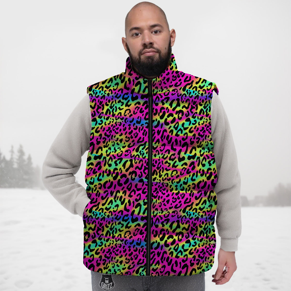 Kitten Floral Cat Pattern Print Down Vest-grizzshop