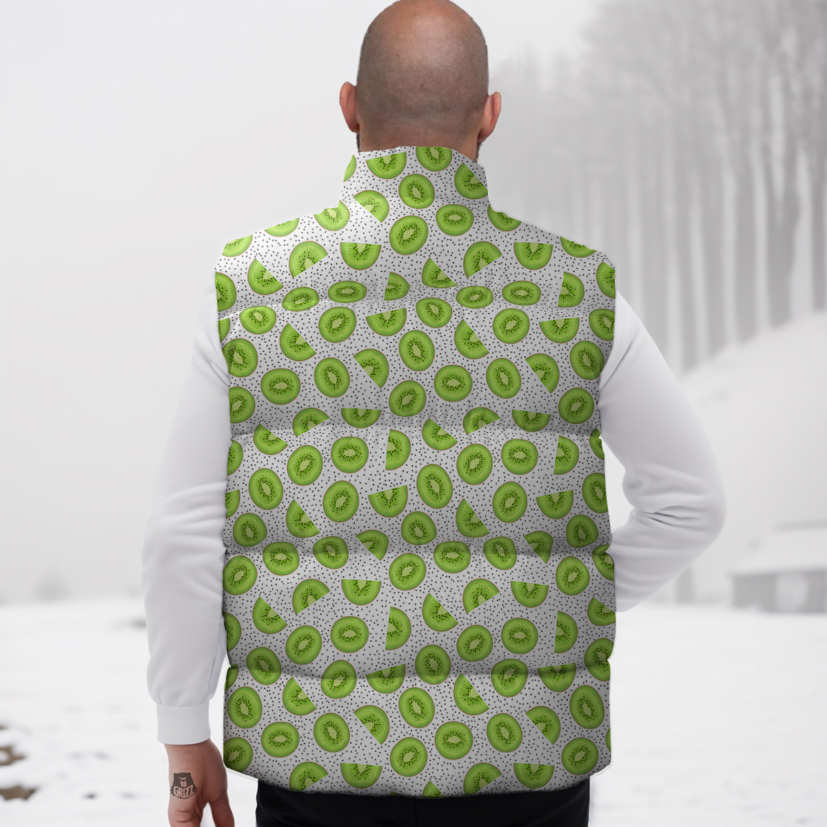 Kiwi Cute Print Pattern Down Vest-grizzshop