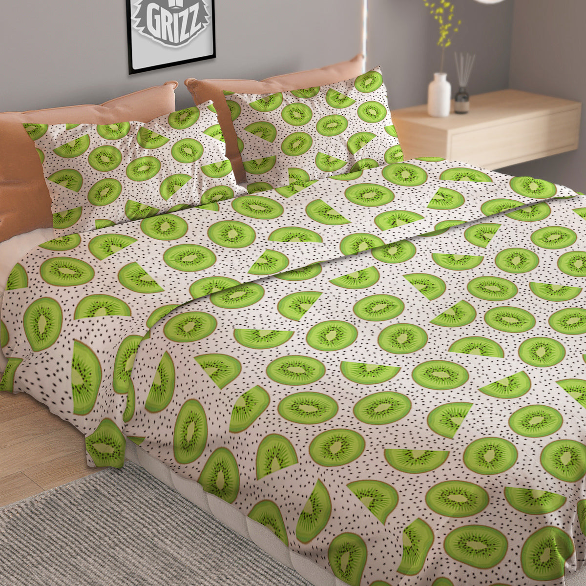Kiwi Cute Print Pattern Duvet Cover Bedding Set