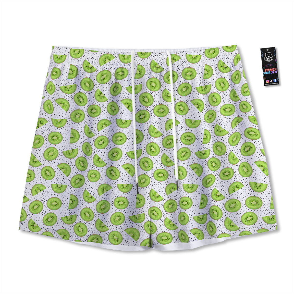 Kiwi Cute Print Pattern Mesh Shorts-grizzshop
