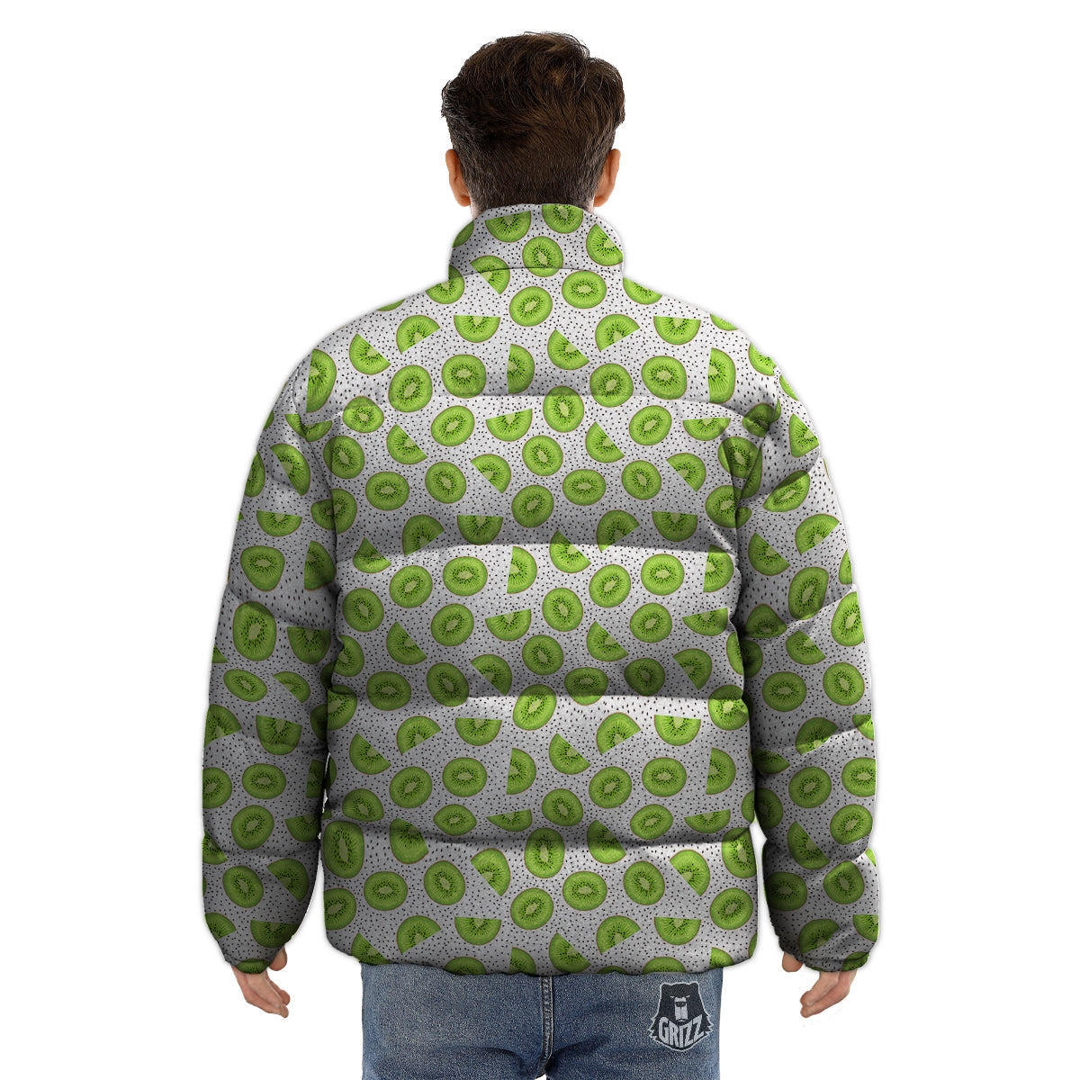 Kiwi Cute Print Pattern Puffer Jacket-grizzshop
