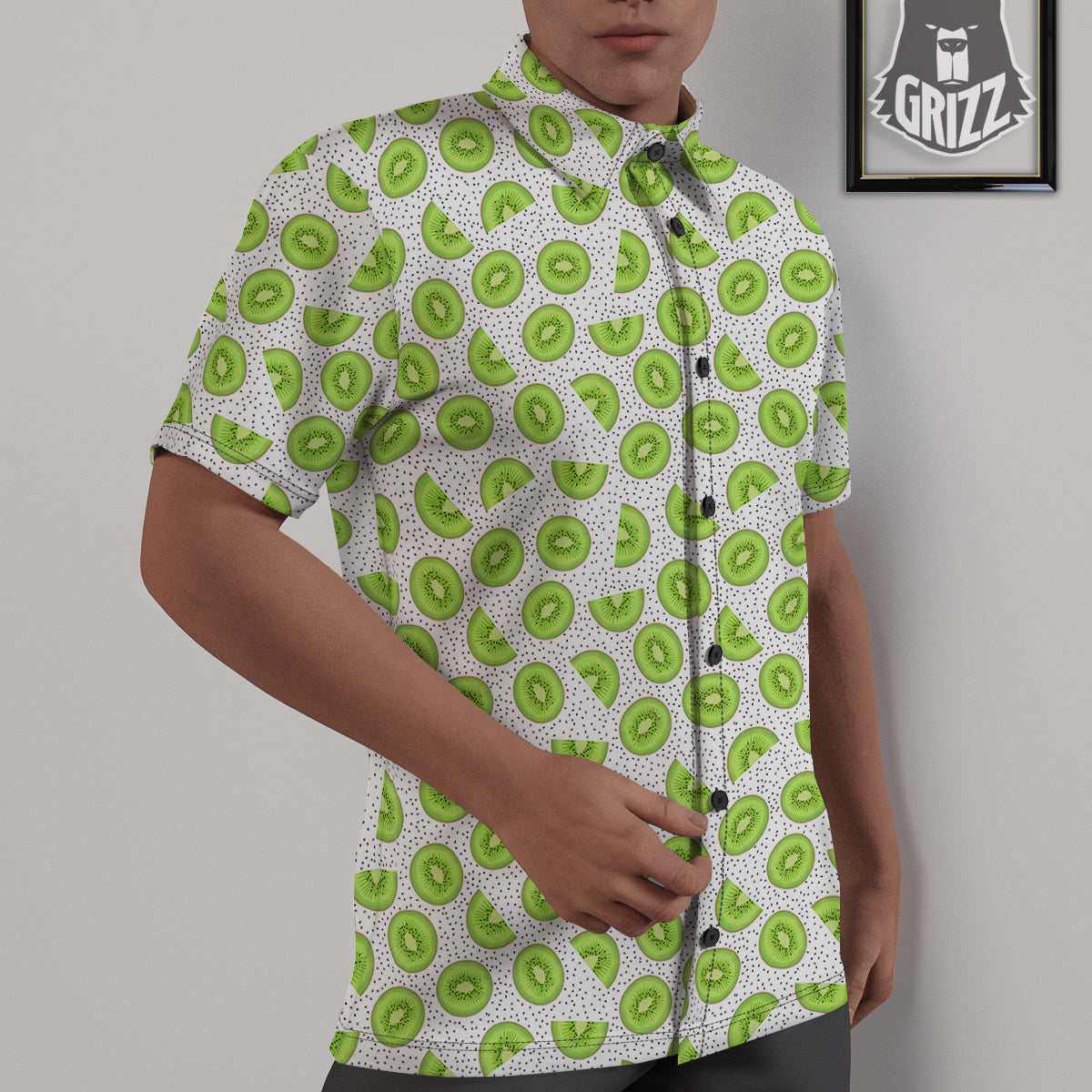 Kiwi Cute Print Pattern Untucked Shirts-grizzshop