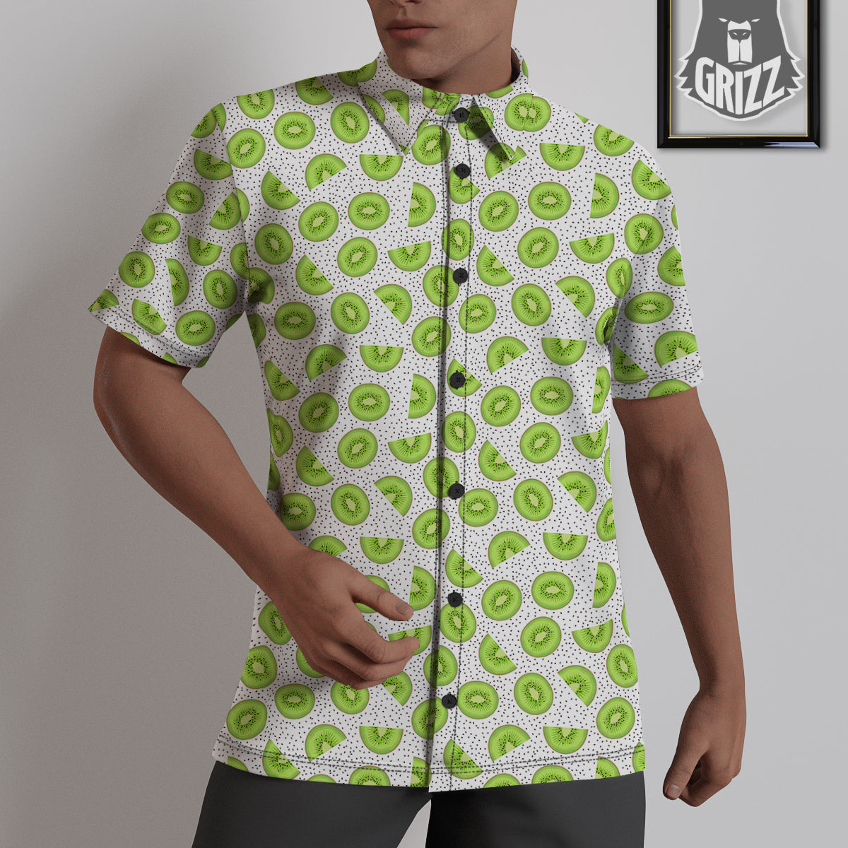 Kiwi Cute Print Pattern Untucked Shirts-grizzshop
