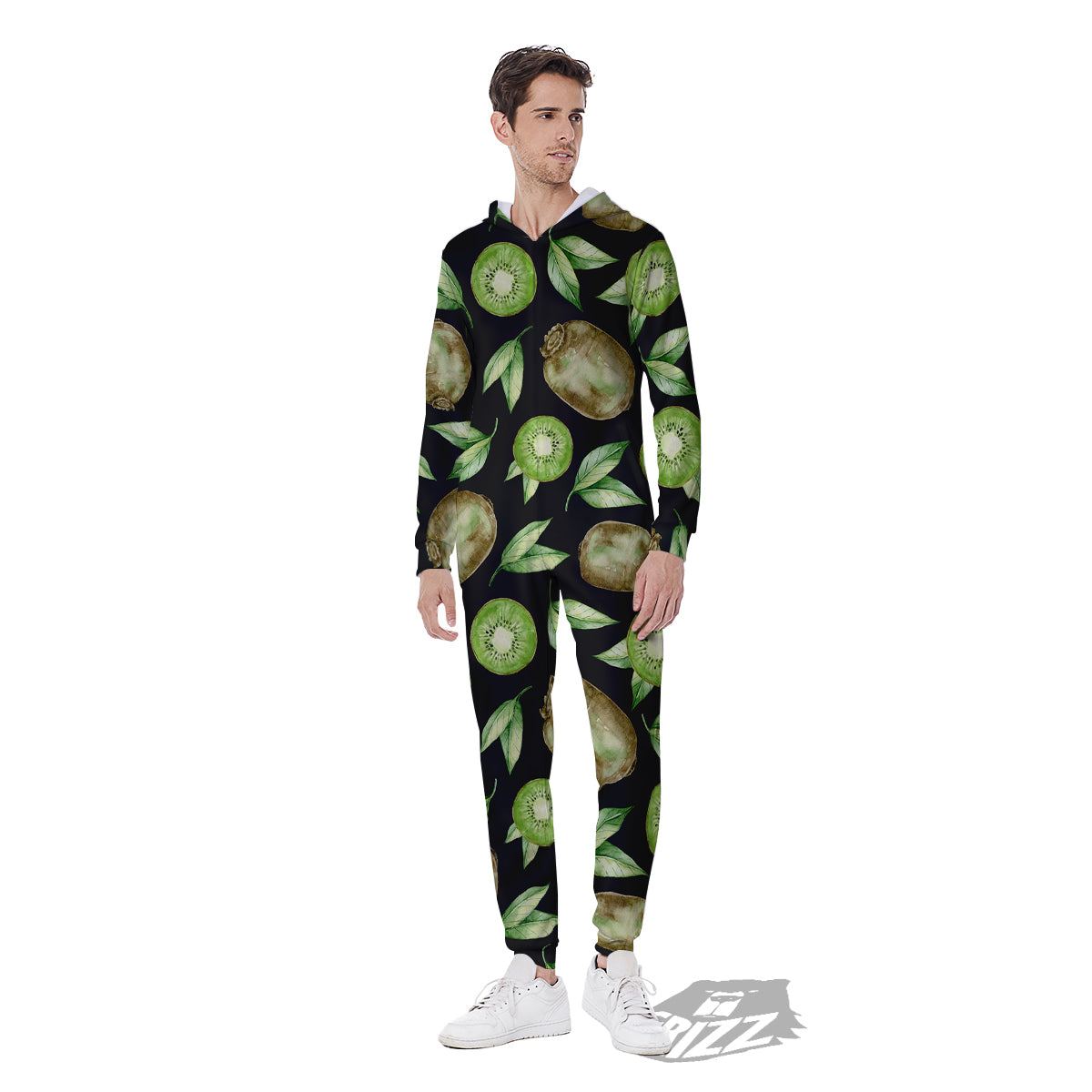 Kiwi Watercolor Print Pattern Men's Jumpsuit-grizzshop