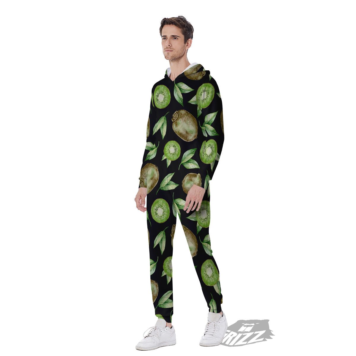Kiwi Watercolor Print Pattern Men's Jumpsuit-grizzshop