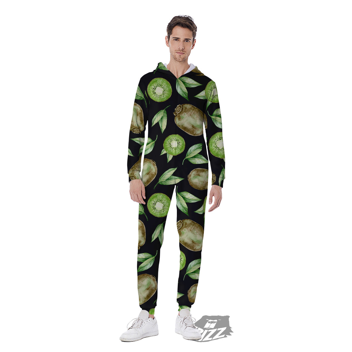 Kiwi Watercolor Print Pattern Men's Jumpsuit-grizzshop