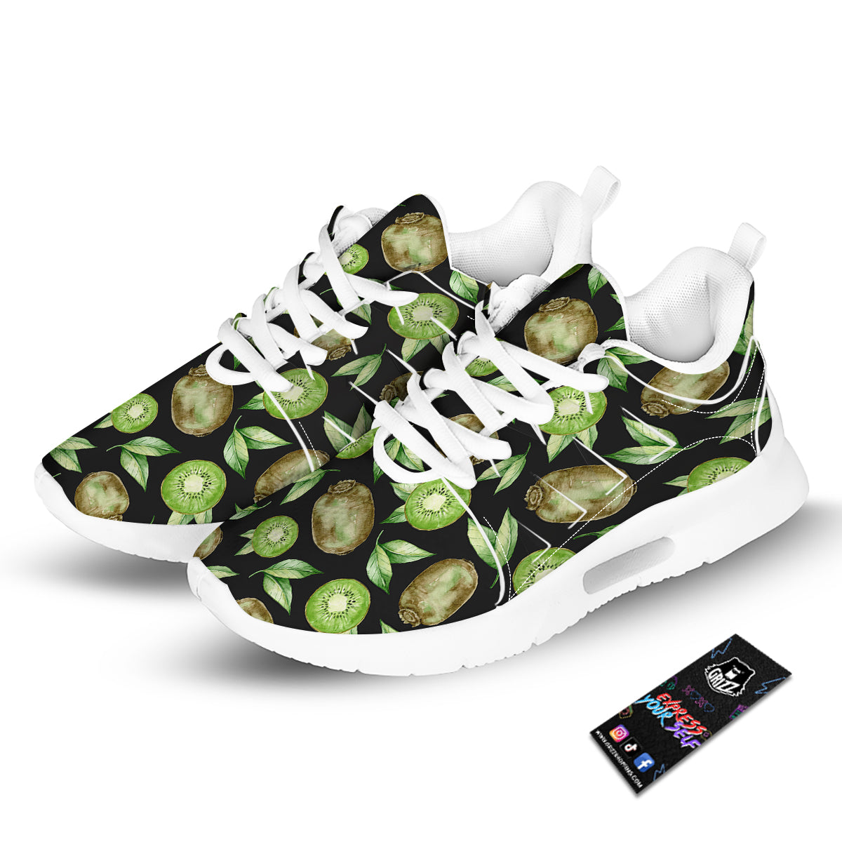 Kiwi Watercolor Print Pattern Tennis Shoes-grizzshop