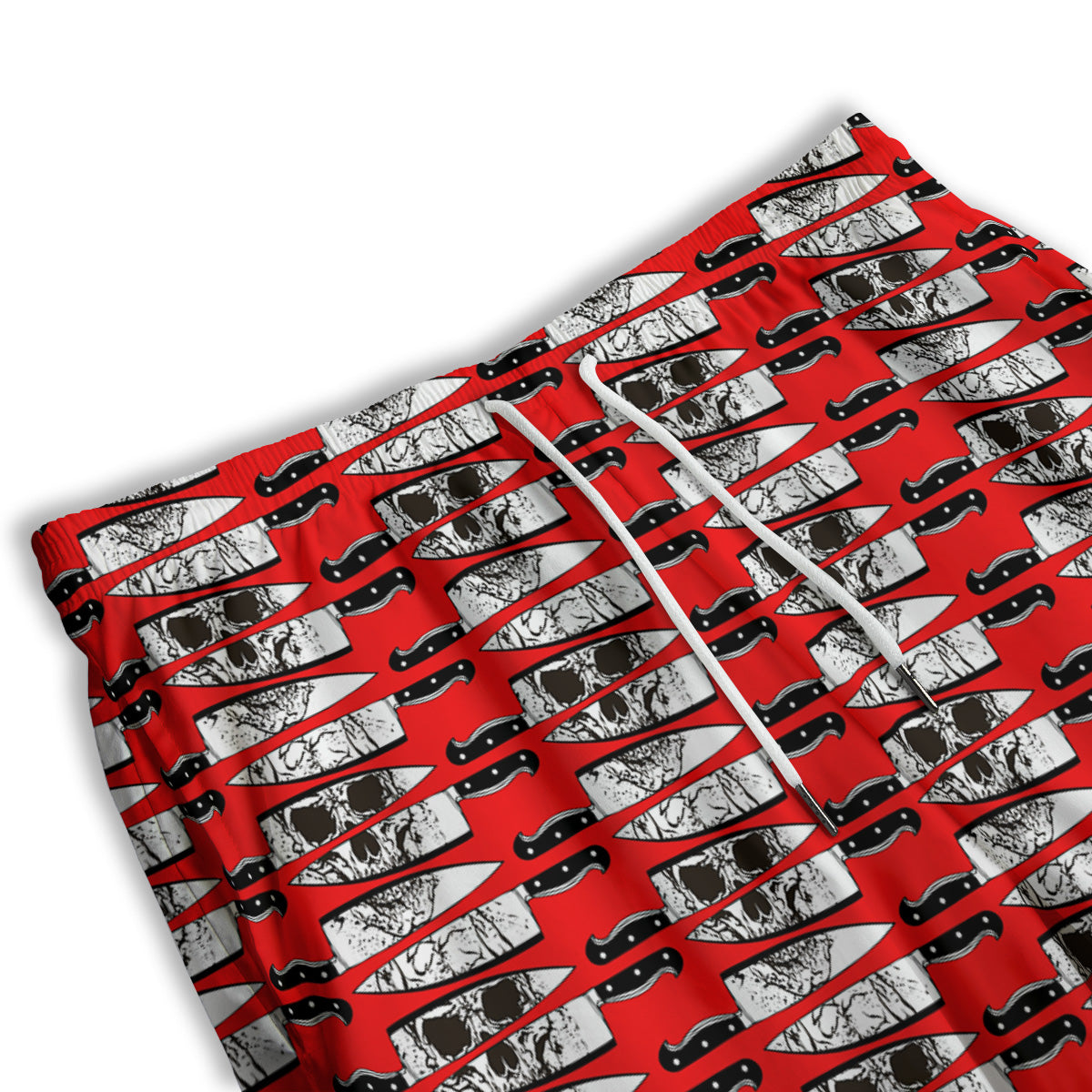 Knife And Skull Red Print Pattern Men's Athletic Shorts
