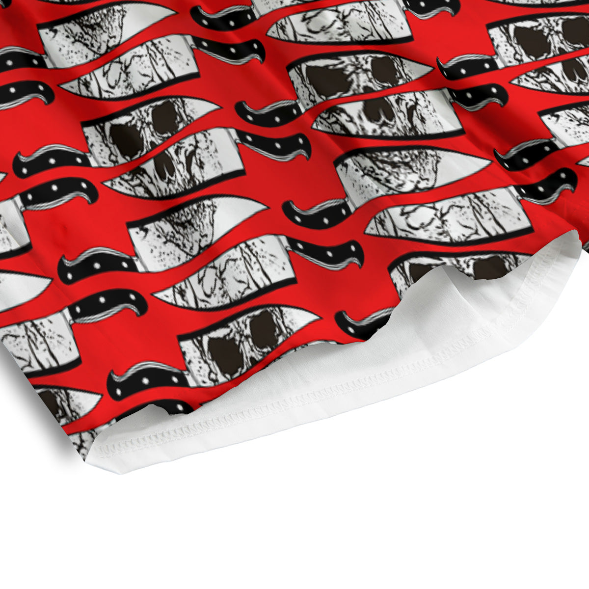 Knife And Skull Red Print Pattern Men's Athletic Shorts