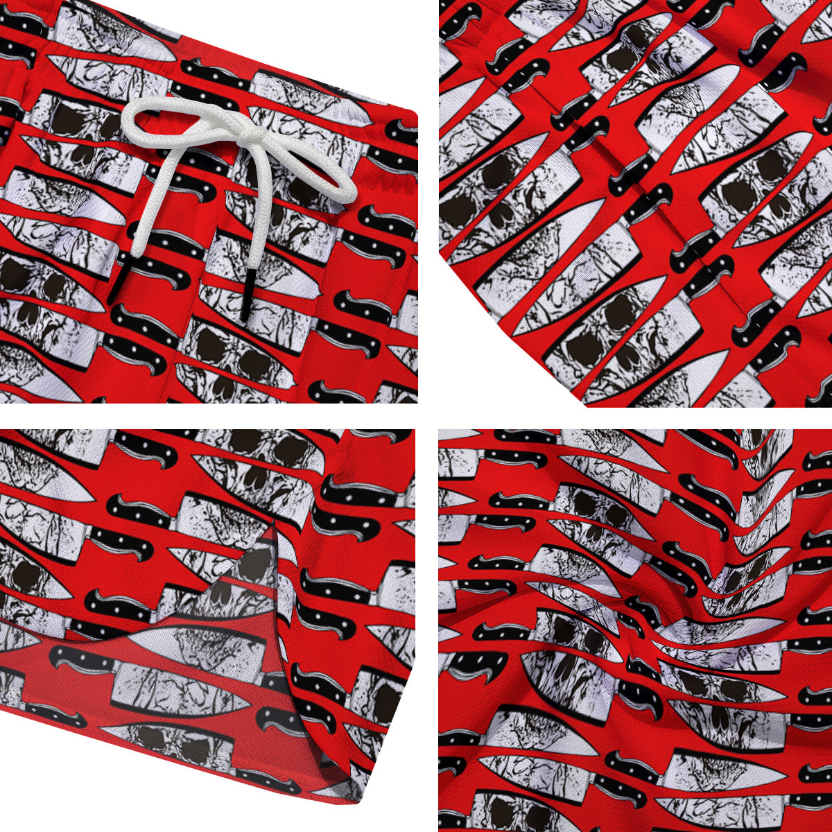 Knife And Skull Red Print Pattern Men's Running Shorts-grizzshop