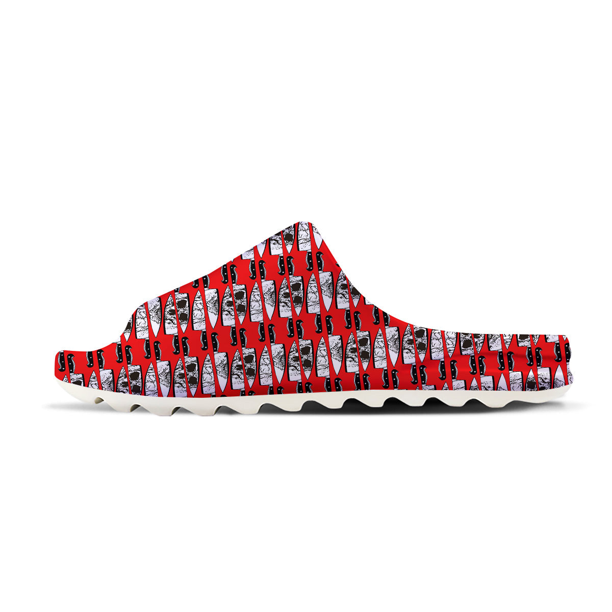 Knife And Skull Red Print Pattern Sandals-grizzshop
