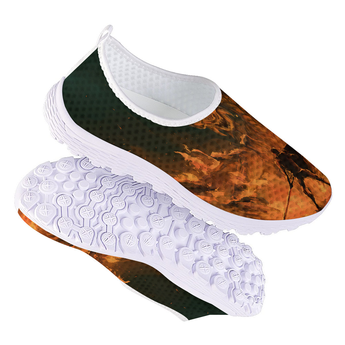 Knight Fight With Dragon Print Nurse Shoes-grizzshop