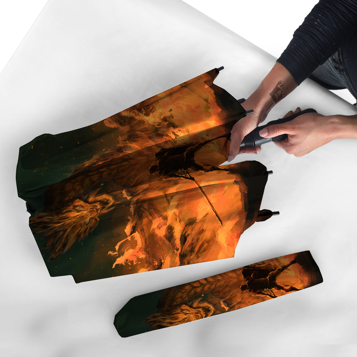 Knight Fight With Dragon Print Umbrella-grizzshop