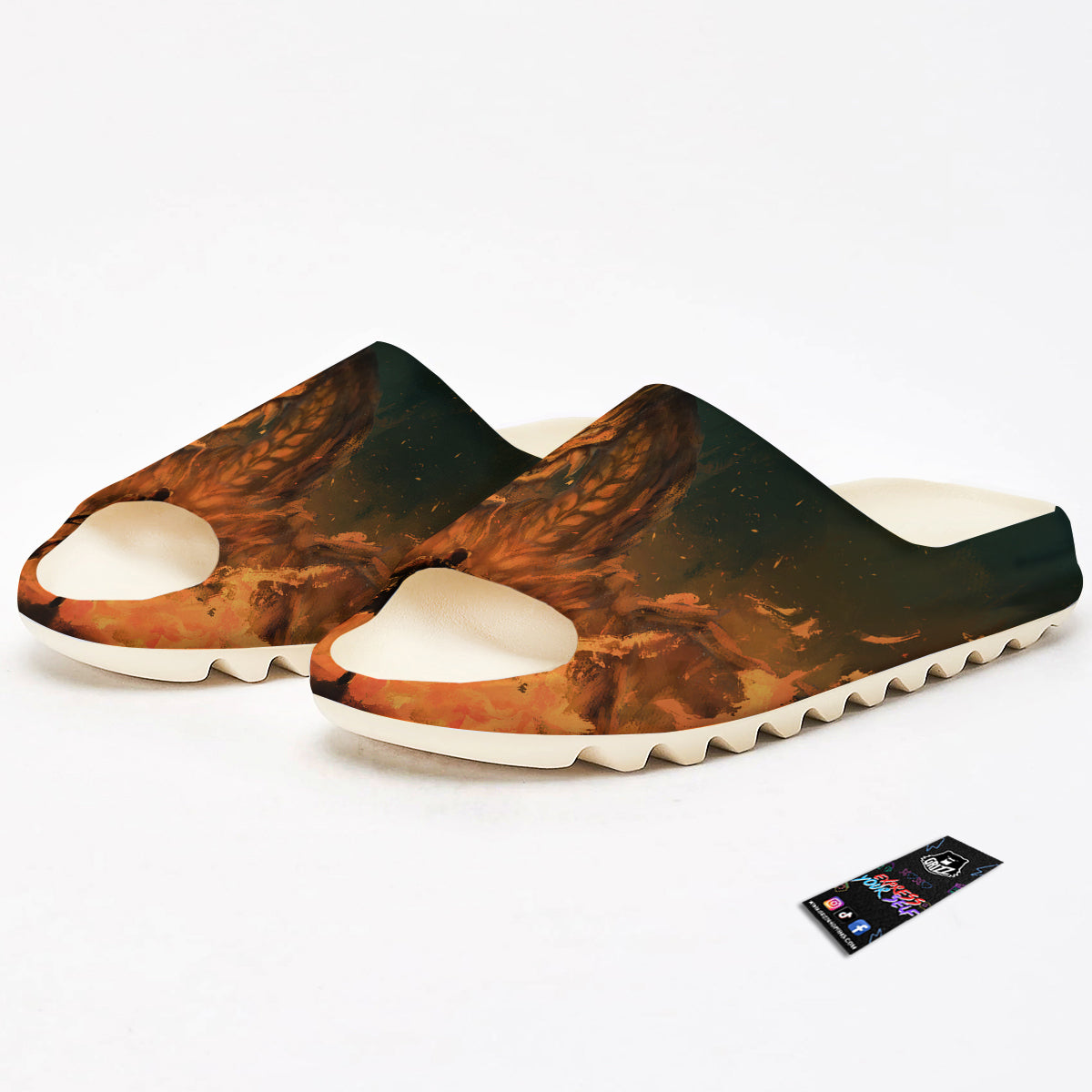 Knight Fight With Dragon Print Sandals-grizzshop