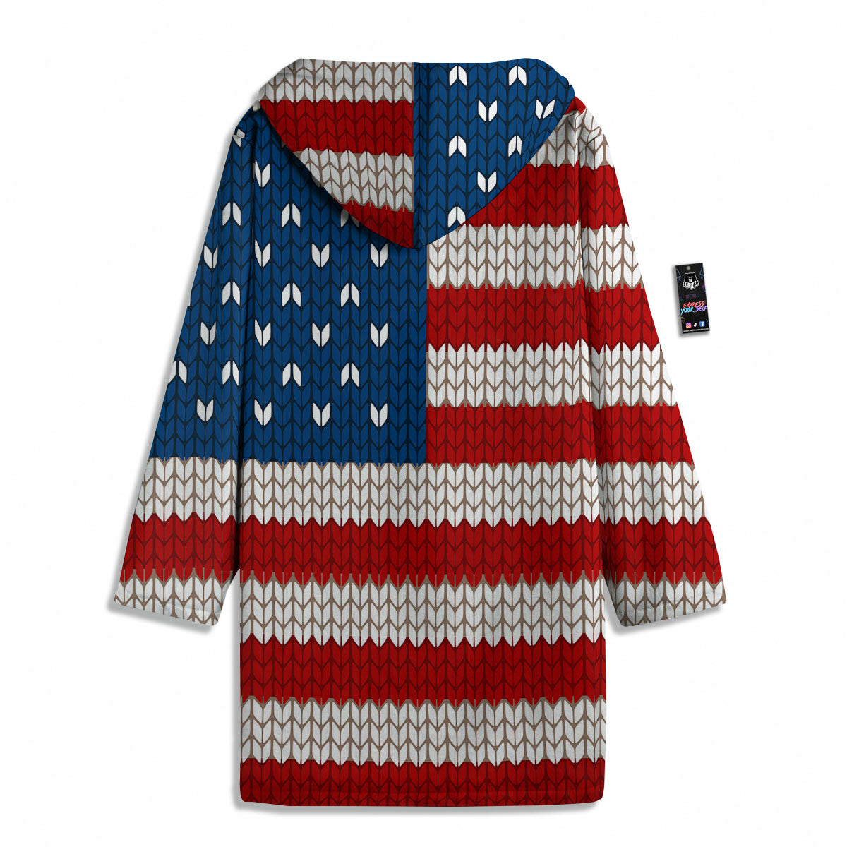 Knitted American Flag Print Men's Windbreaker Jacket-grizzshop