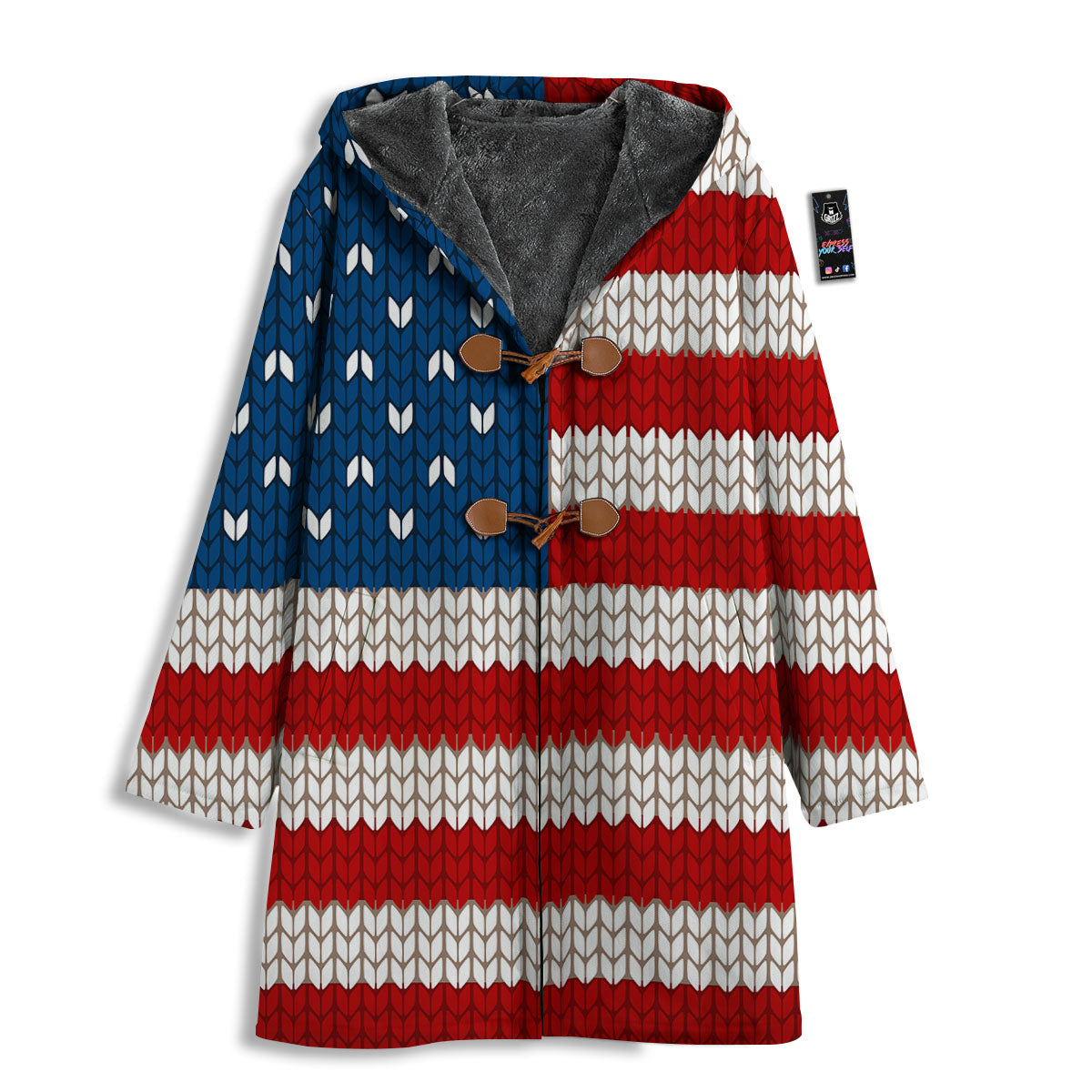 Knitted American Flag Print Men's Windbreaker Jacket-grizzshop
