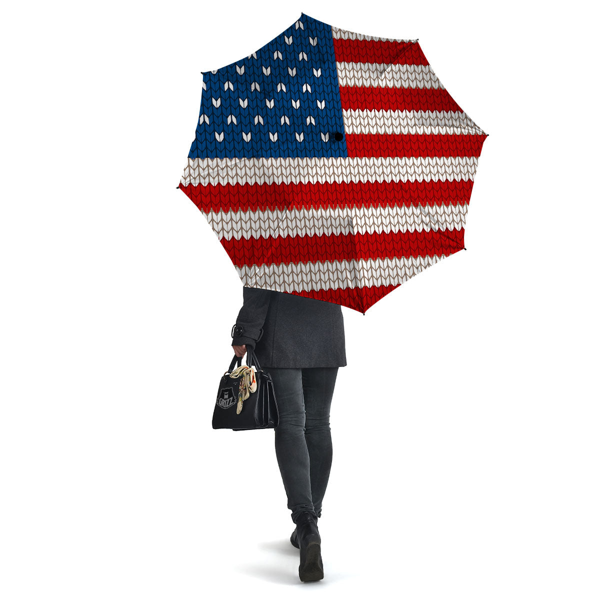 Knitted American Flag Print Umbrella-grizzshop