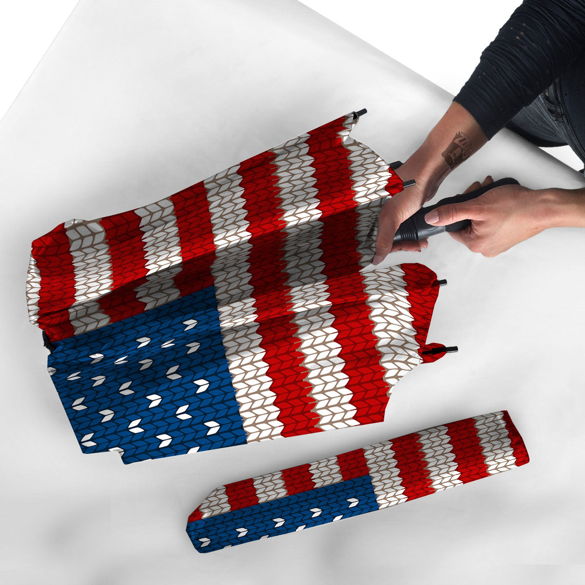 Knitted American Flag Print Umbrella-grizzshop