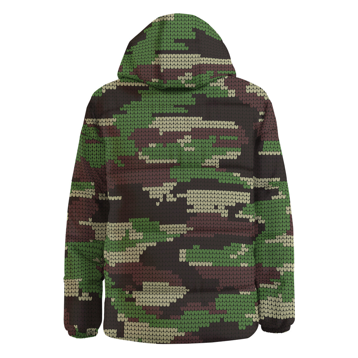 Knitted Army Camouflage Print Pattern Down Jacket-grizzshop