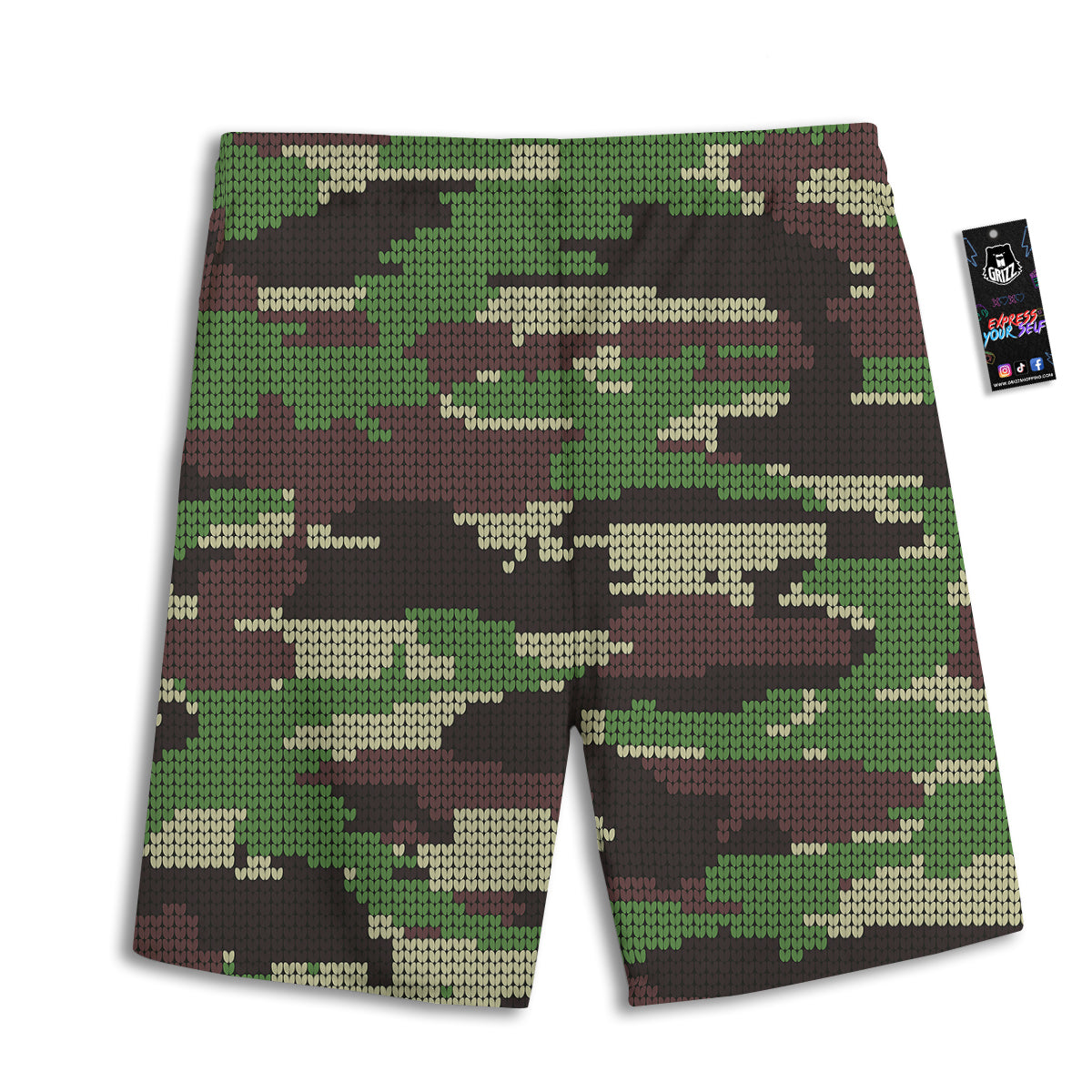 Knitted Army Camouflage Print Pattern Men's Athletic Shorts
